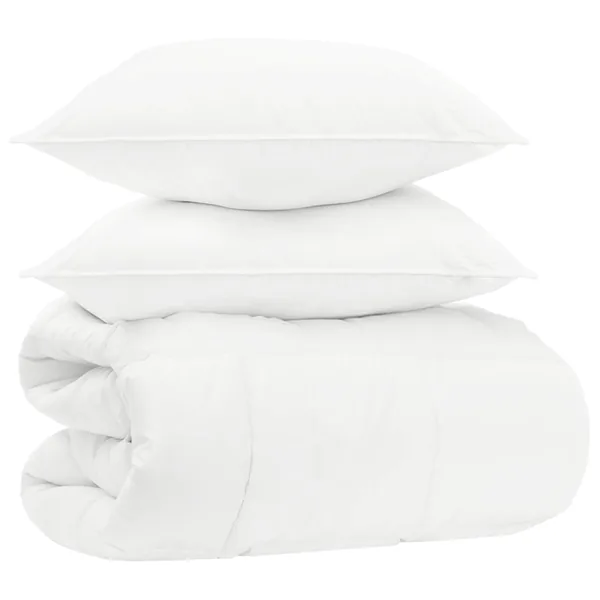 Ensemble de couette Blanc 140 x 220 cm Coton, Bambou, Polyester