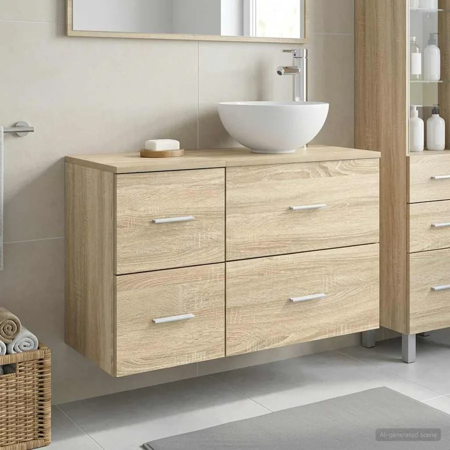 Ensemble de mobilier de salle de bain 2 pcs Chêne Sonoma