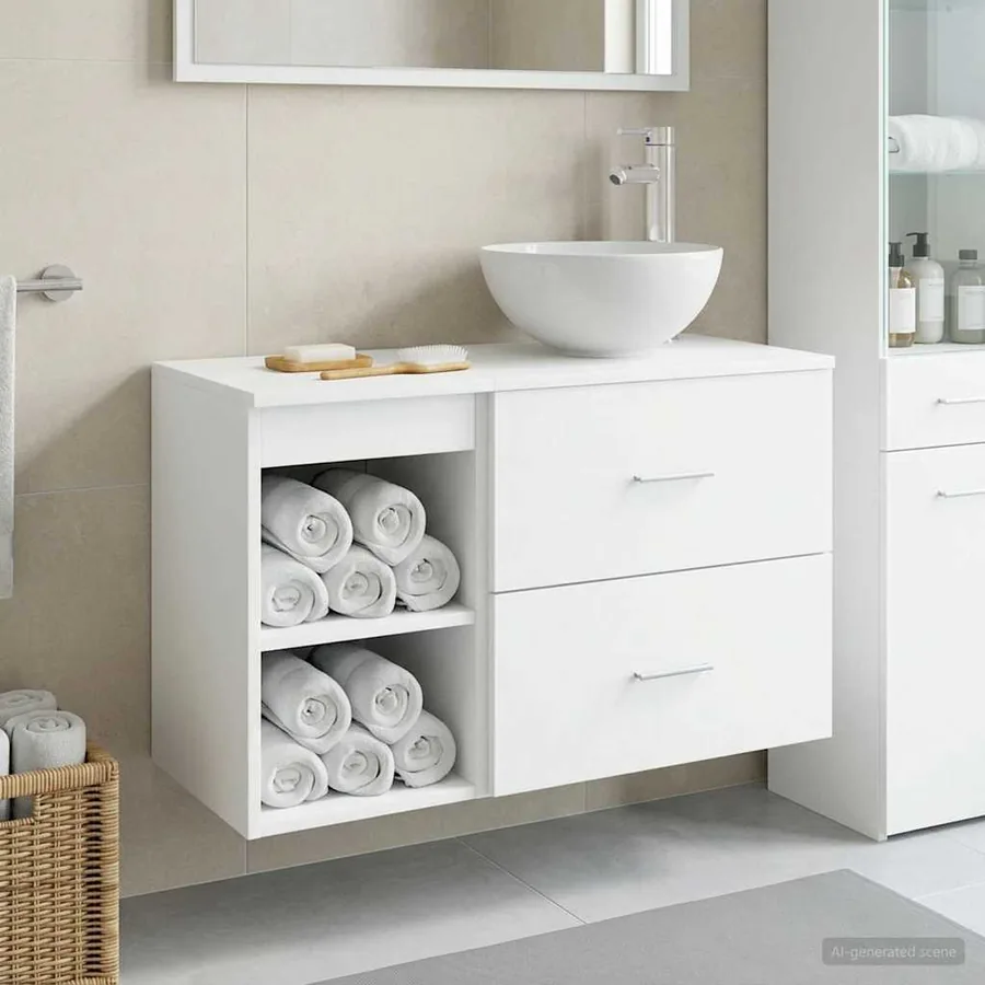 Ensemble de mobilier de salle de bain 2 pcs Blanc