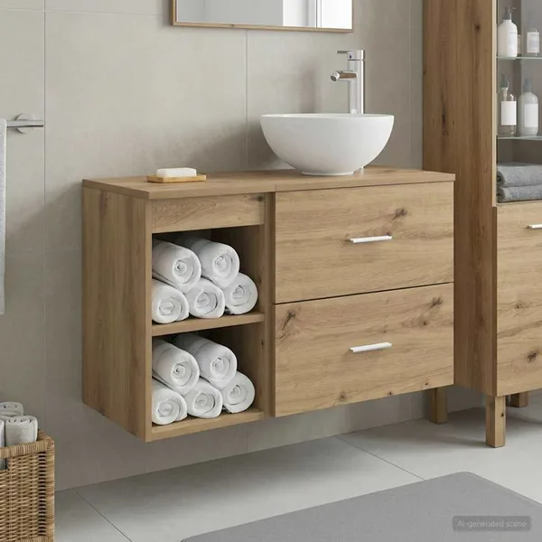 Ensemble de mobilier de salle de bain 2 pc Chêne artisanal