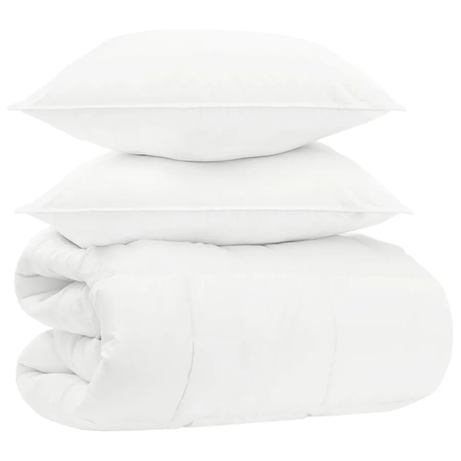 Ensemble de couette Blanc 200 x 220 cm Coton, Bambou, Polyester