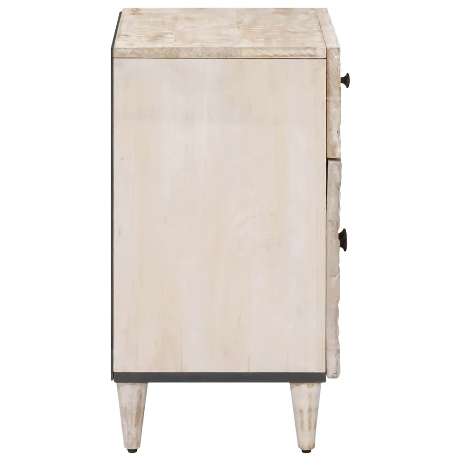 Armoire de lit Blanc 50 x 33 x 60 cm Bois de mangue massif - 4