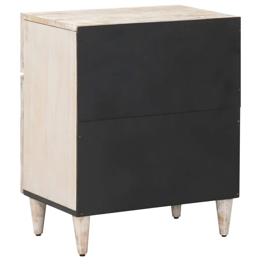 Armoire de lit Blanc 50 x 33 x 60 cm Bois de mangue massif - 5