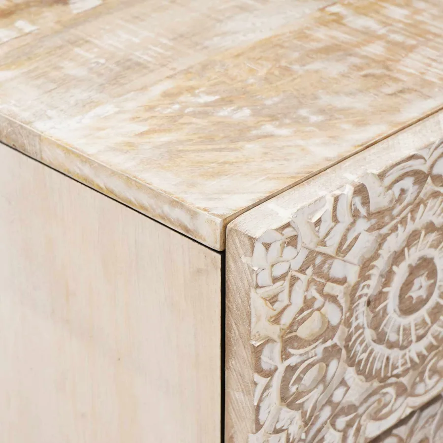 Armoire de lit Blanc 50 x 33 x 60 cm Bois de mangue massif - 6