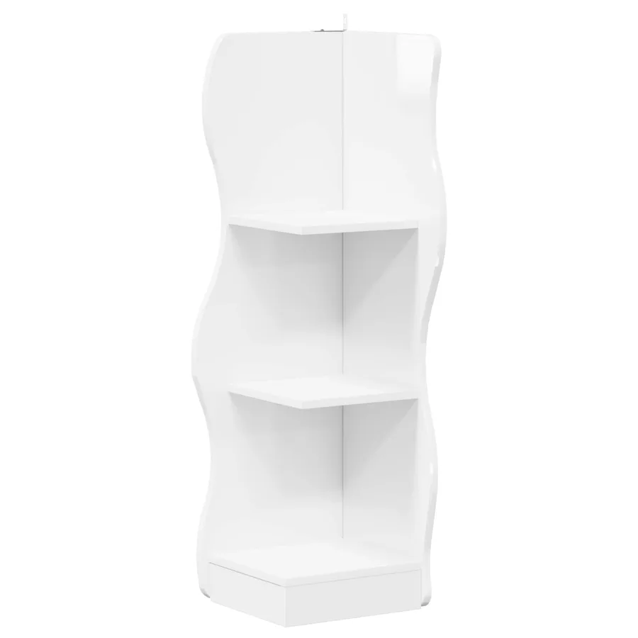 Étagère d'angle avec étagère Blanc brillant 34 x 33 x 102 cm - 2