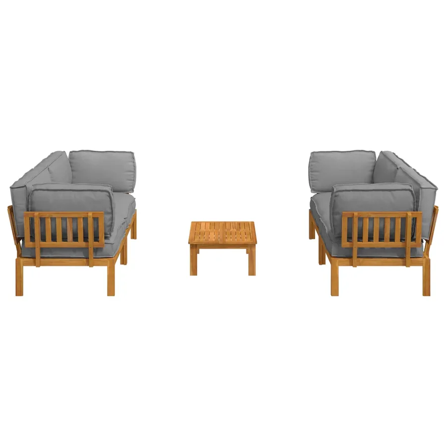 Ensemble de Canapés Uni 5 pcs Gris Bois d'Acacia Massif - 8