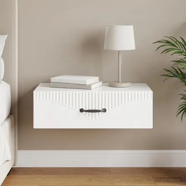 Table d'appoint murale Blanc brillant 59 x 34,5 x 17 cm