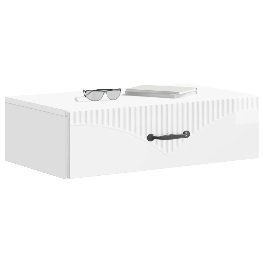 Table d'appoint murale Blanc brillant 59 x 34,5 x 17 cm - 3