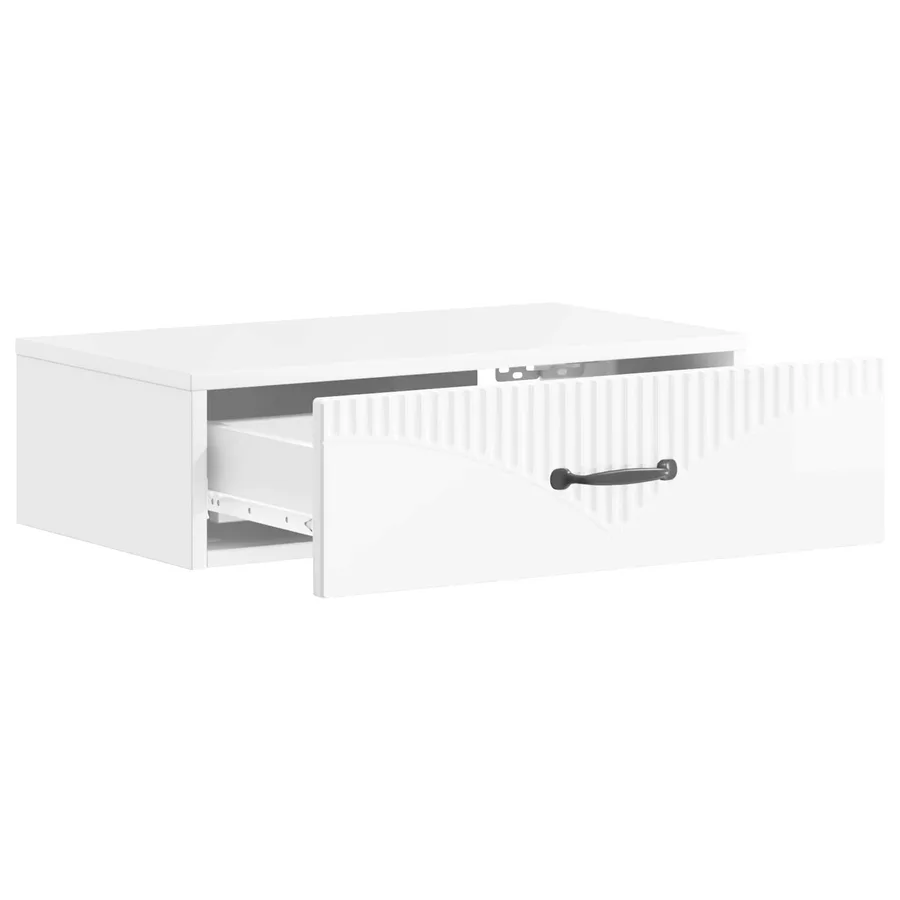 Table d'appoint murale Blanc brillant 59 x 34,5 x 17 cm - 4