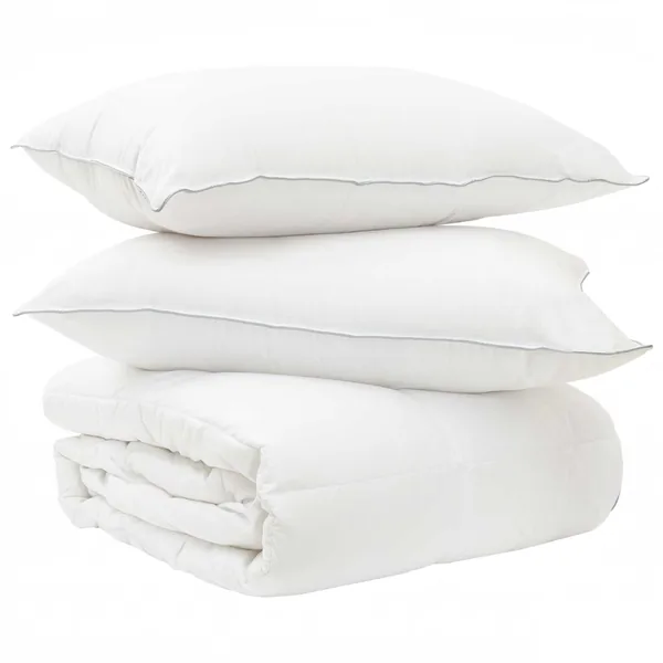 Ensemble de Duvet avec oreiller 2 pcs Blanc Fibre de bambou