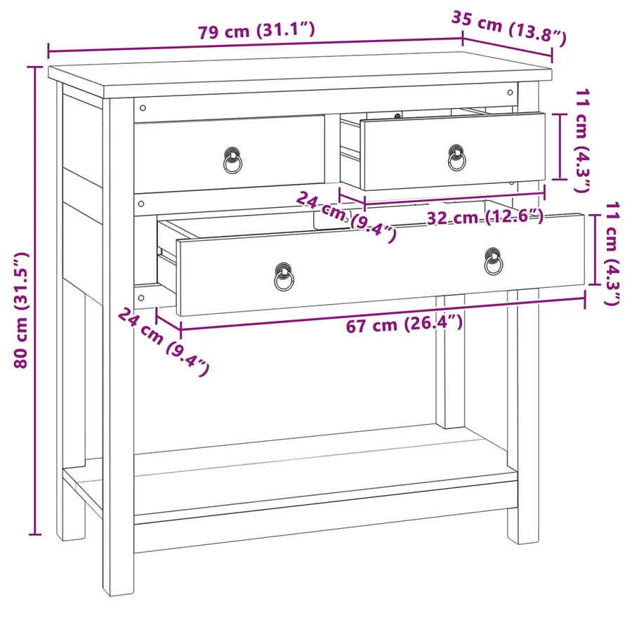 Buffet Naturel 79 x 35 x 80 cm Bois de teck massif - 7