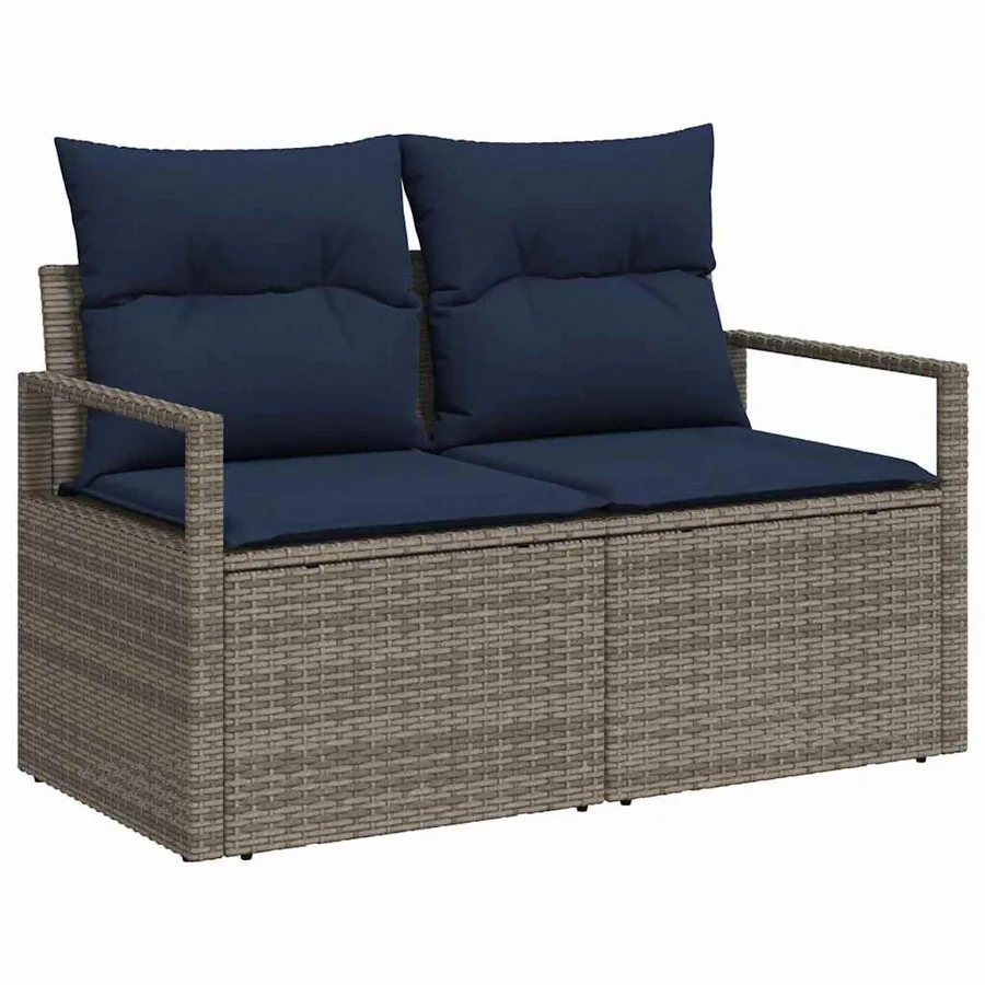 Ensemble de Canapés 7 pcs Gris et bleu polyrotin - 4