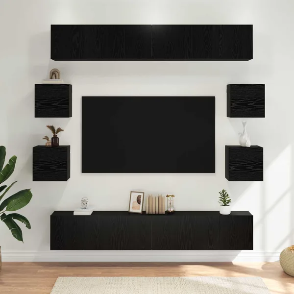Ensemble meuble TV 10 pcs 180 x 30 x 30 cm Chêne noir