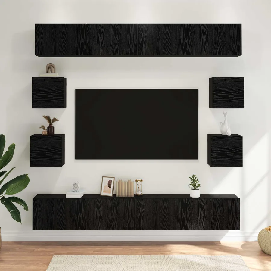 Ensemble meuble TV 8 pcs 100 x 30 x 30 cm Chêne noir