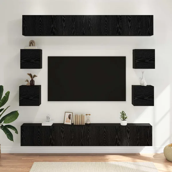 Ensemble meuble TV 8 pcs 100 x 30 x 30 cm Chêne noir