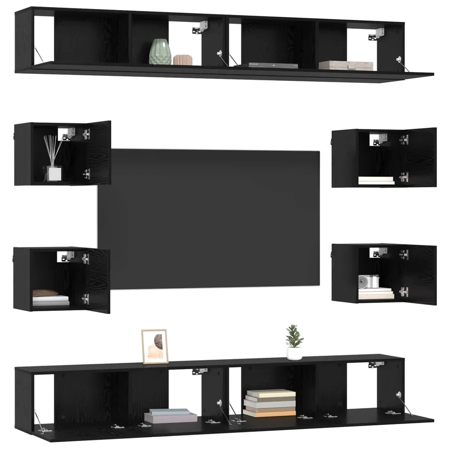 Ensemble meuble TV 8 pcs 100 x 30 x 30 cm Chêne noir - 3