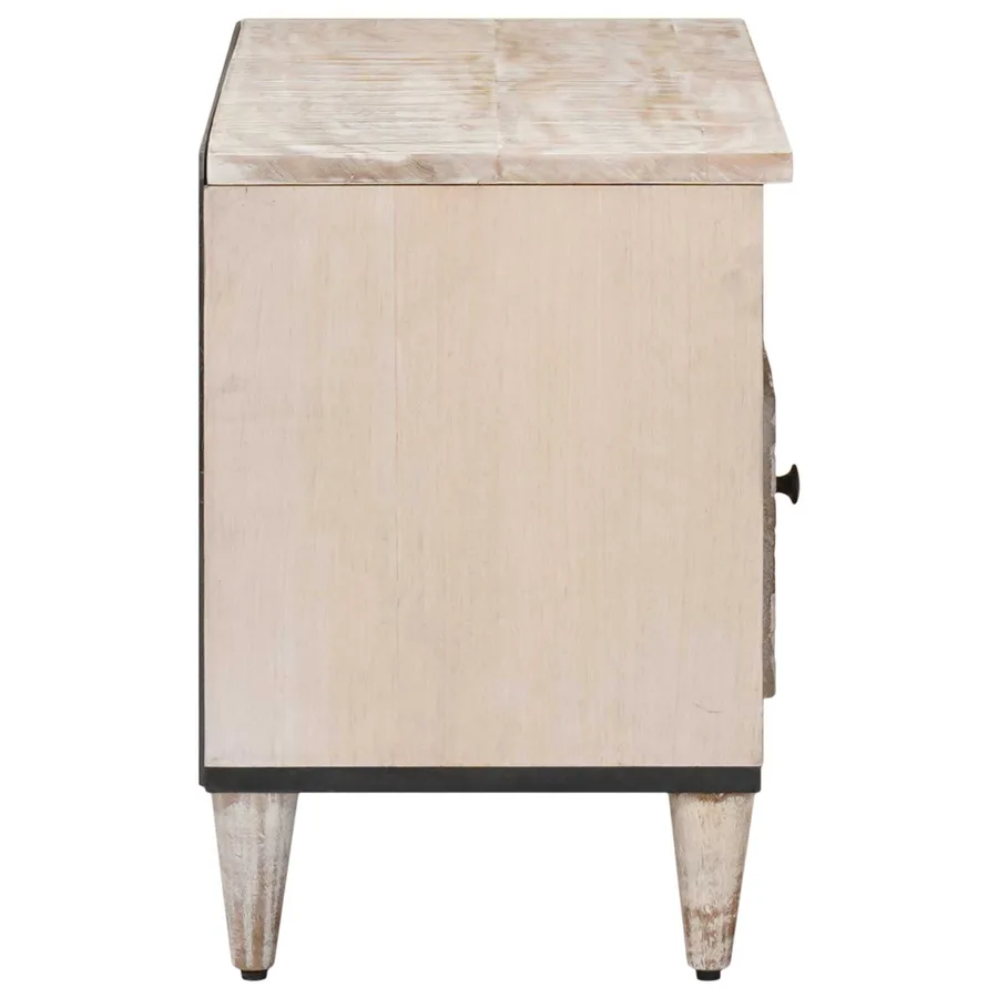 Meuble TV Blanc 80 x 33,5 x 46 cm Bois de mangue massif - 4