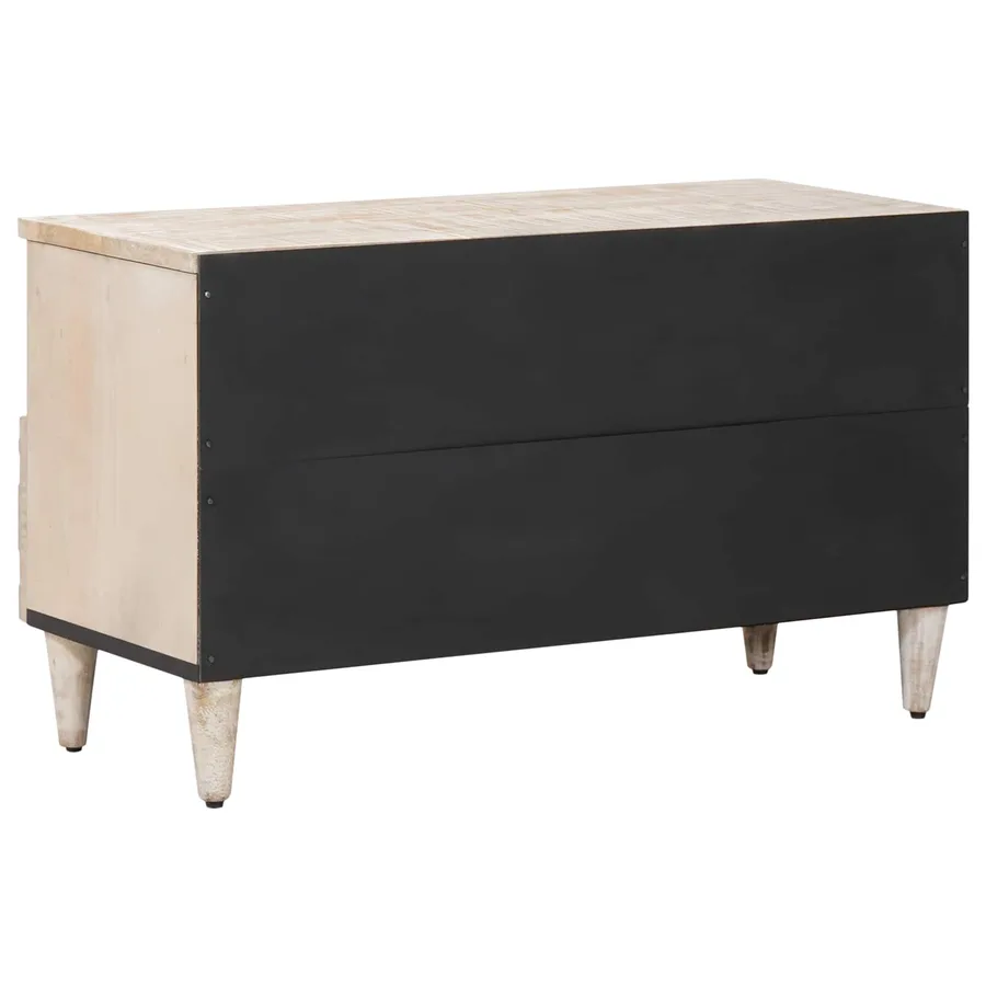 Meuble TV Blanc 80 x 33,5 x 46 cm Bois de mangue massif - 5