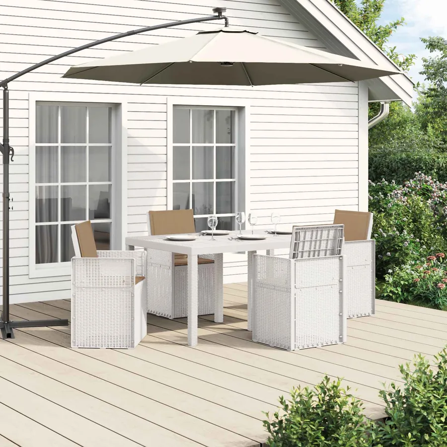 Ensemble de salle à manger pour jardin 5 pcs Blanc et taupe PP