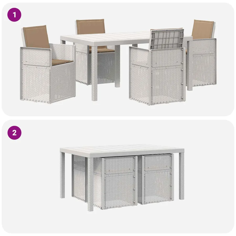 Ensemble de salle à manger pour jardin 5 pcs Blanc et taupe PP - 10