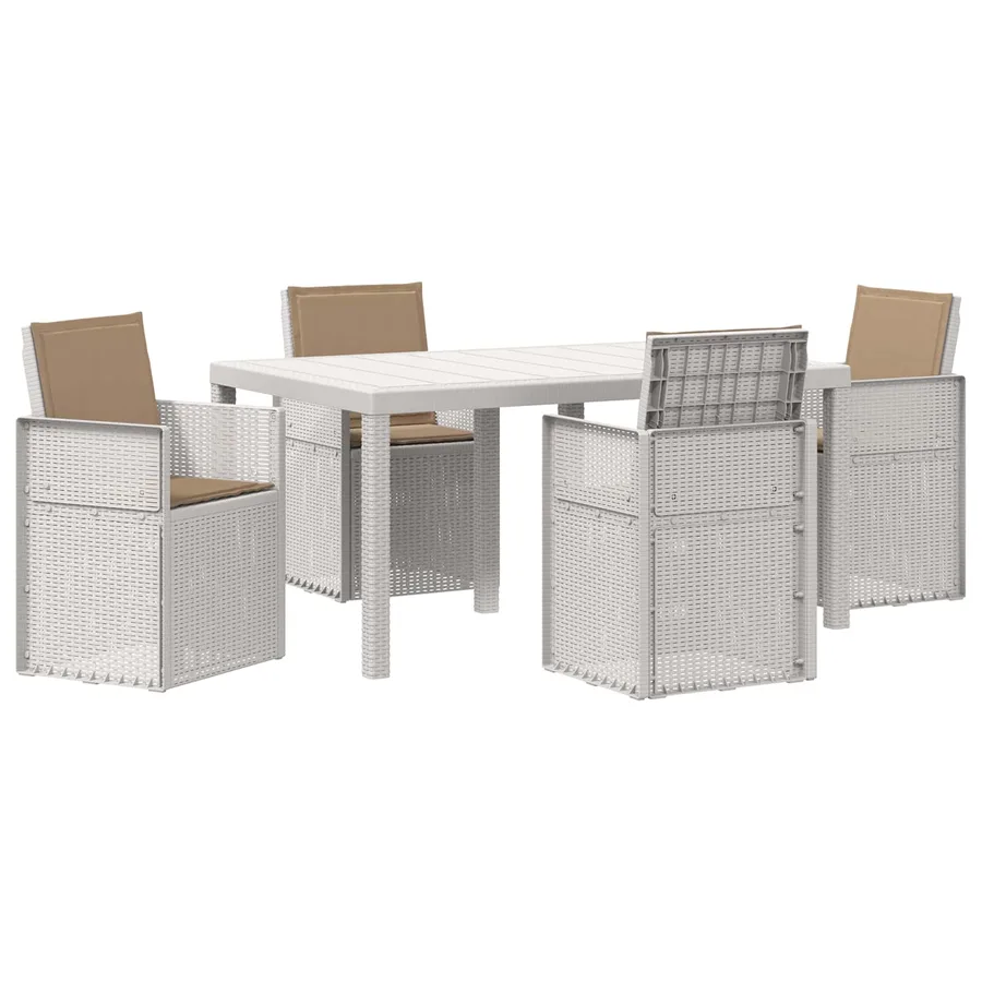 Ensemble de salle à manger pour jardin 5 pcs Blanc et taupe PP - 2