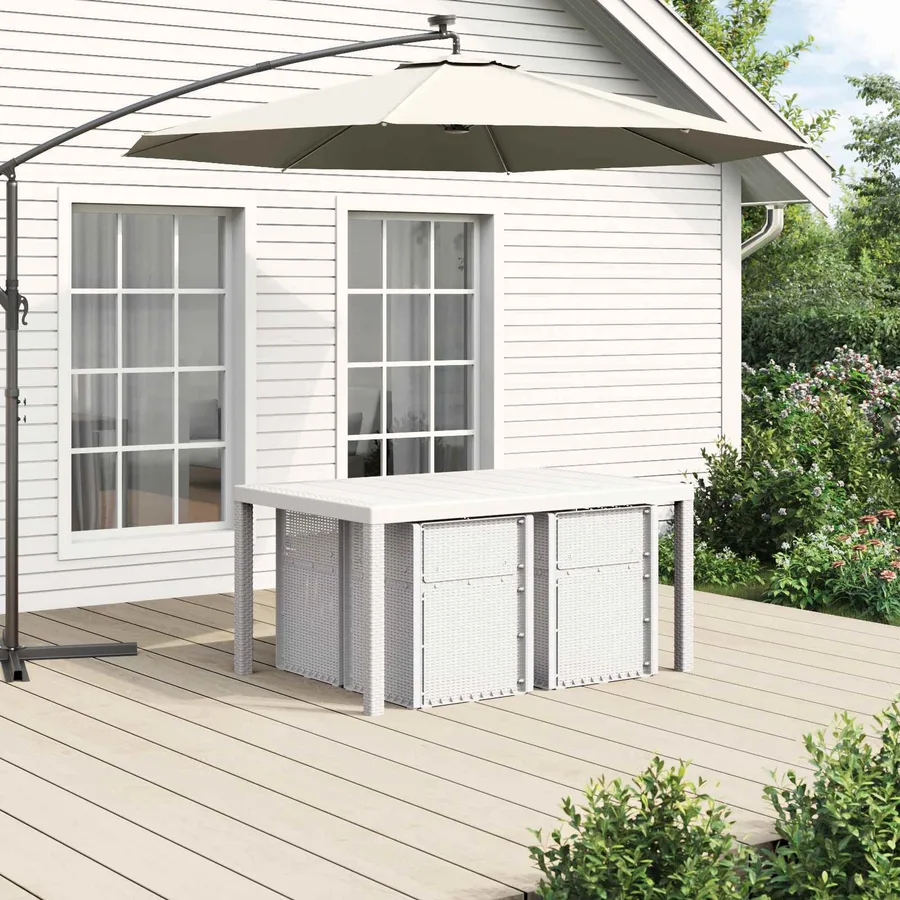Ensemble de salle à manger pour jardin 5 pcs Blanc et taupe PP - 4