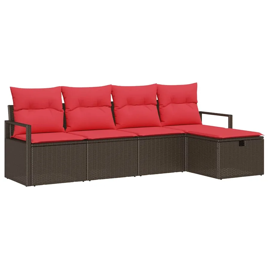 Ensemble de Canapés avec coussin Marron et rouge polyrotin - 2