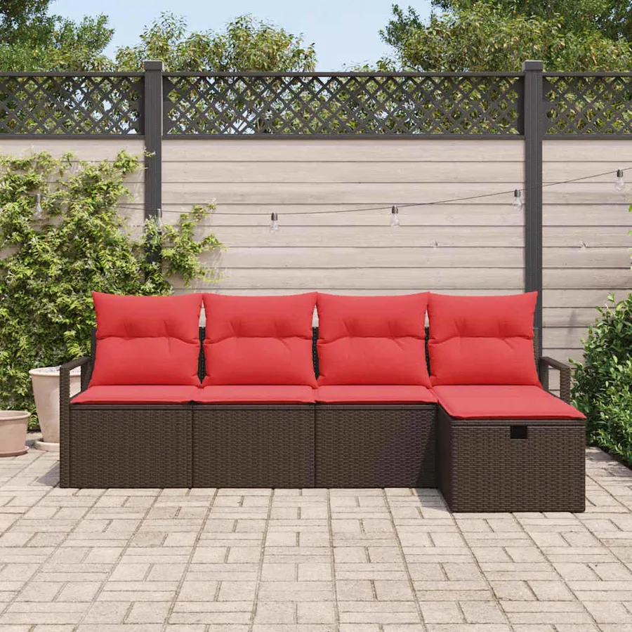 Ensemble de Canapés avec coussin Marron et rouge polyrotin - 3
