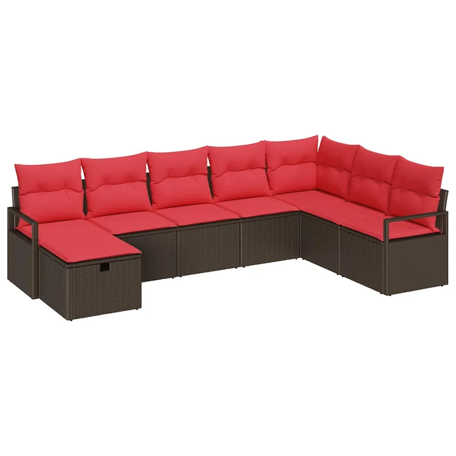 Ensemble de Canapés avec coussin 8 pcs Marron polyrotin - 2