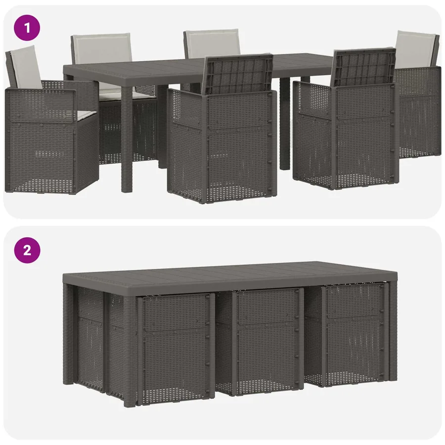 Ensemble de salle à manger pour jardin 7 pcs Gris clair PP - 10