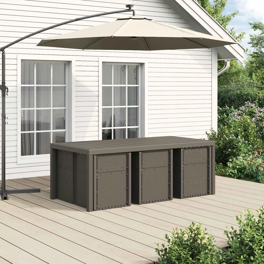 Ensemble de salle à manger pour jardin 7 pcs Gris clair PP - 4