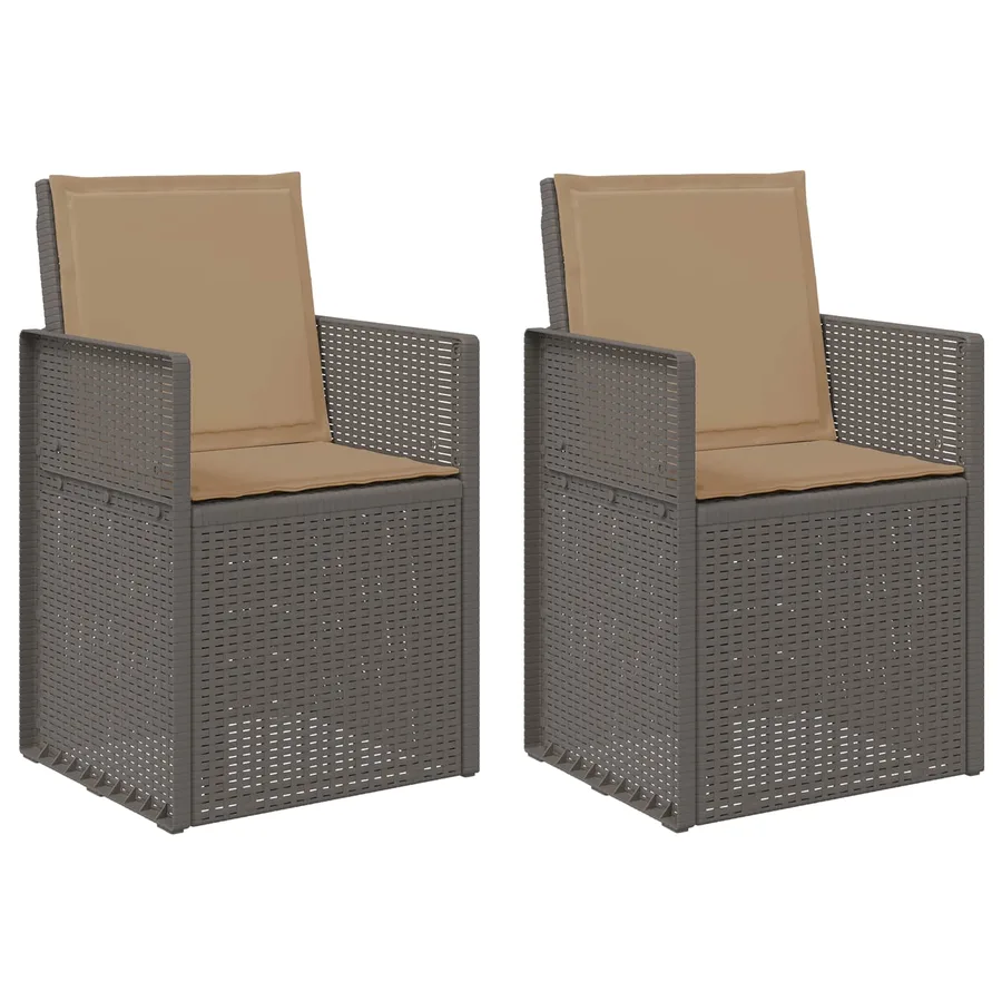 Chaises de jardin salle à manger 2 pcs Gris clair et Crème PP - 15