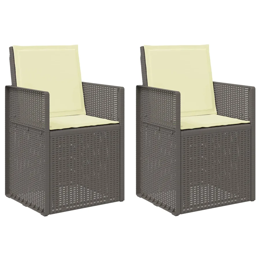 Chaises de jardin salle à manger 2 pcs Gris clair et Crème PP - 2