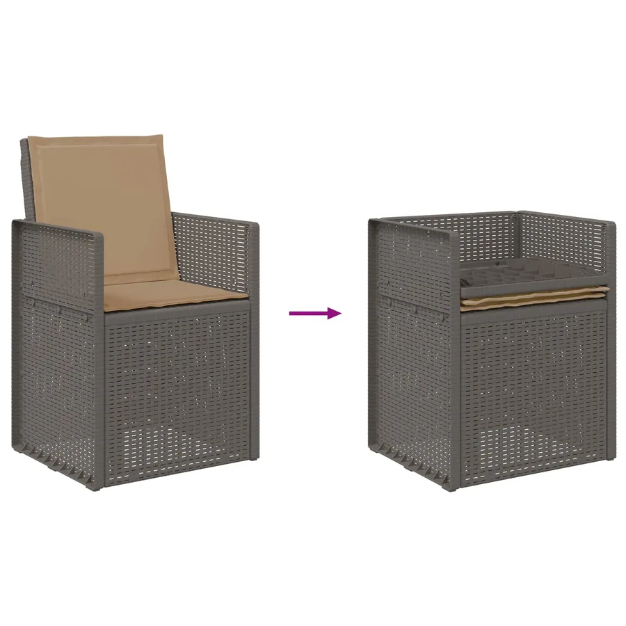 Chaises de jardin salle à manger 2 pcs Gris clair et Crème PP - 22