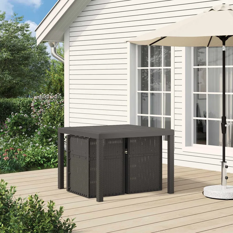 Chaises de jardin salle à manger 2 pcs Gris clair et Crème PP - 3