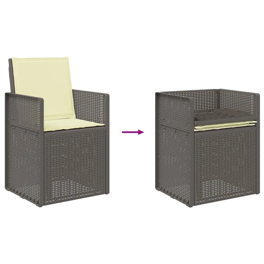 Chaises de jardin salle à manger 2 pcs Gris clair et Crème PP - 9
