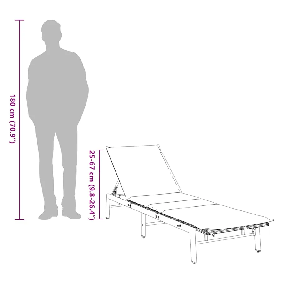 Chaise longue avec coussin marron résine tressée - 13