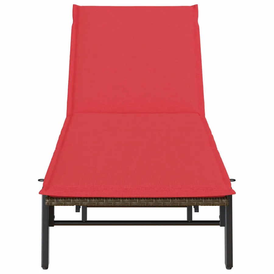 Chaise longue avec coussin marron résine tressée - 6