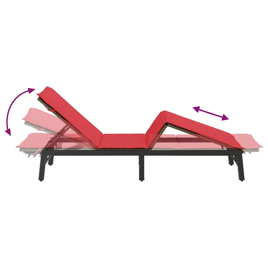 Chaise longue avec coussin marron résine tressée - 9