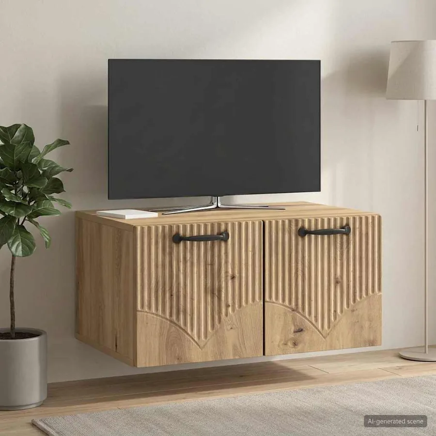Meuble TV mural 59,5 x 41 x 30 cm Chêne artisanal