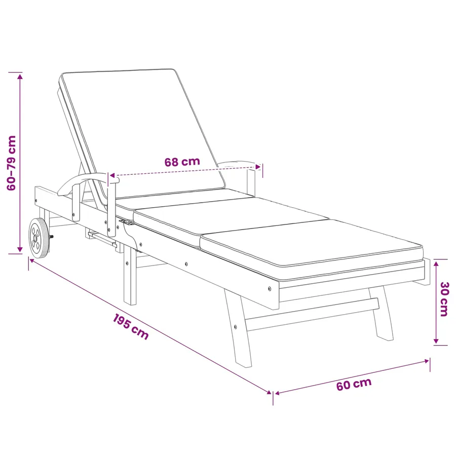 Chaise longue avec coussin 100% Polyester Teck Solide - 10