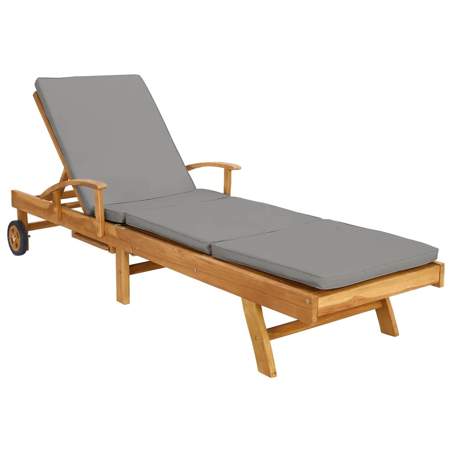 Chaise longue avec coussin 100% Polyester Teck Solide - 2