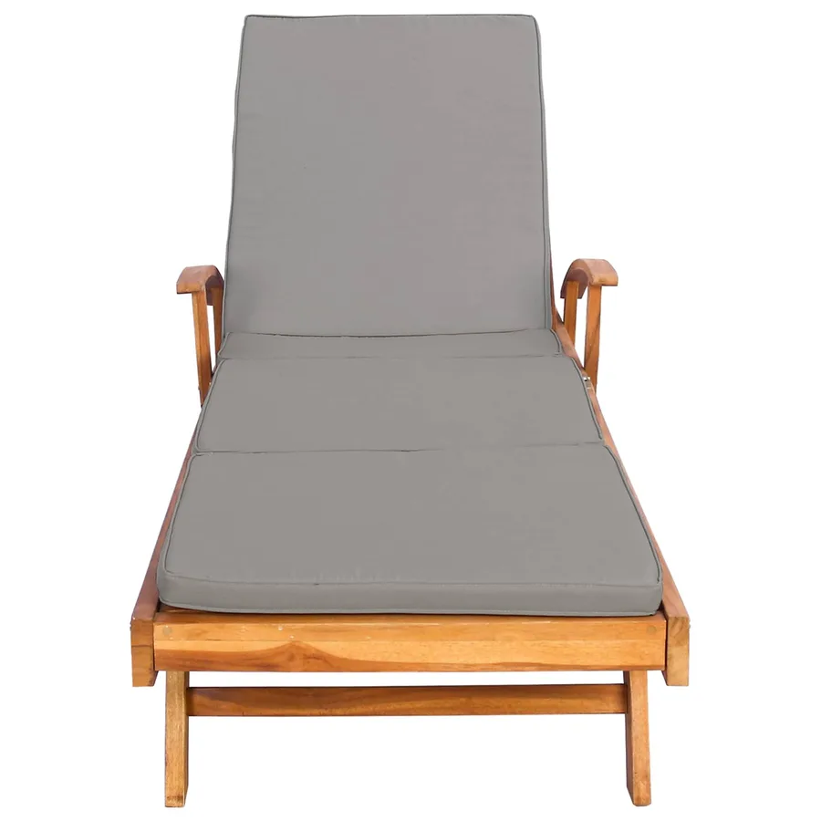 Chaise longue avec coussin 100% Polyester Teck Solide - 4