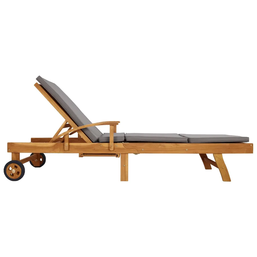 Chaise longue avec coussin 100% Polyester Teck Solide - 5
