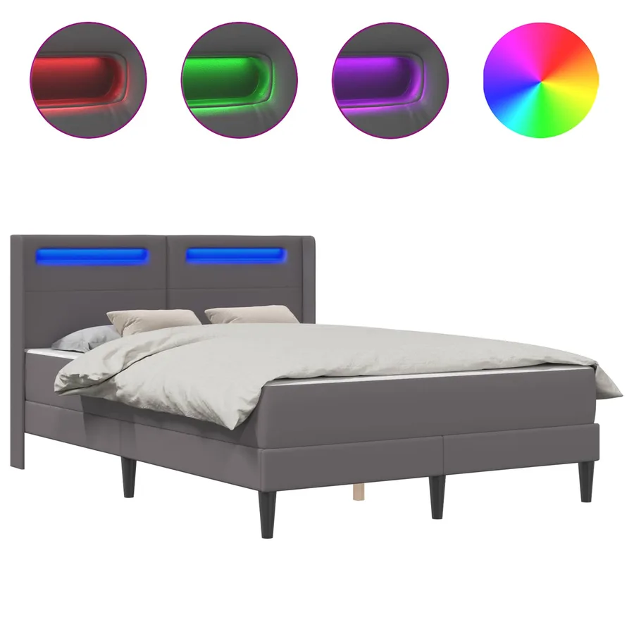 Cadre de lit avec matelas Gris 140 x 200 cm Simili cuir - 2