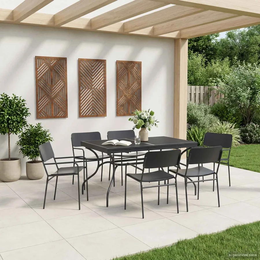 Table de Salle à Manger en Maille Extensible Anthracite Acier