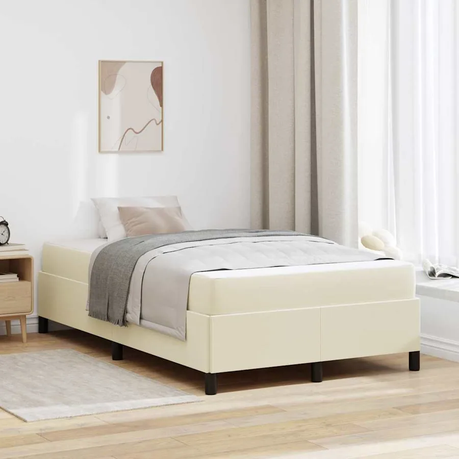Cadre de lit avec matelas Crème 120 x 200 cm tissu