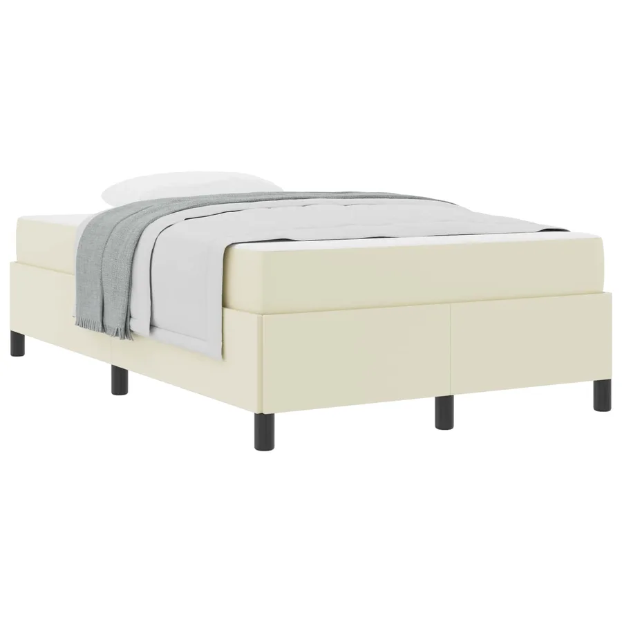 Cadre de lit avec matelas Crème 120 x 200 cm tissu - 2