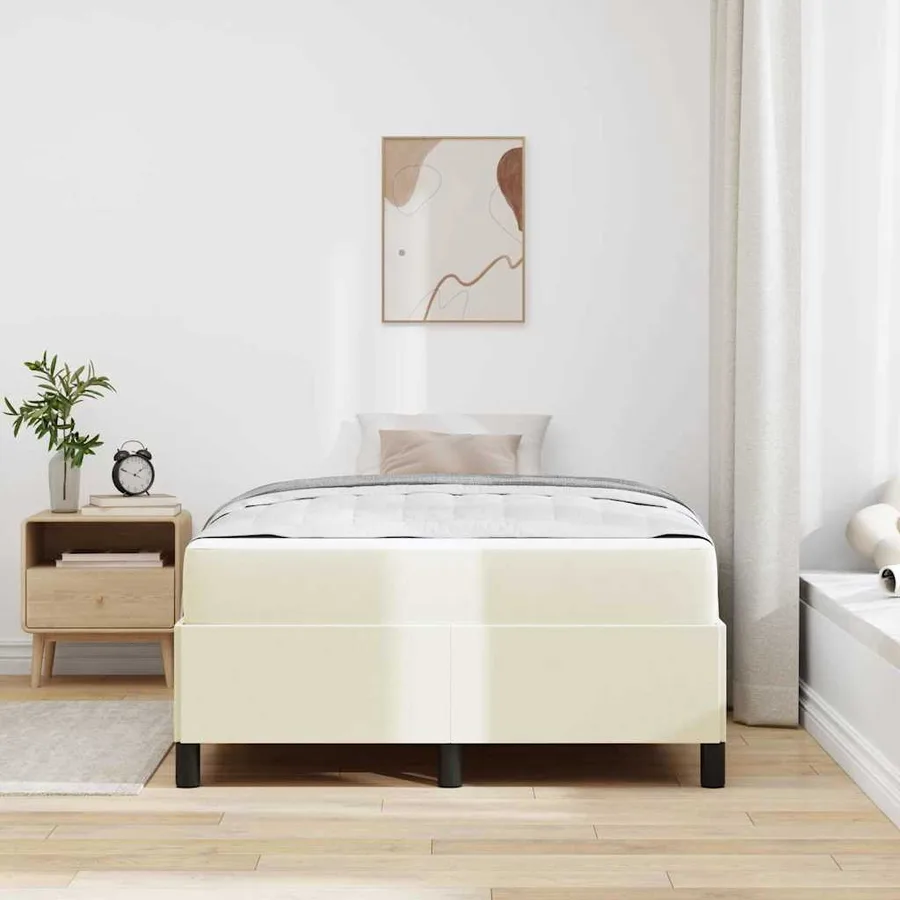 Cadre de lit avec matelas Crème 120 x 200 cm tissu - 3