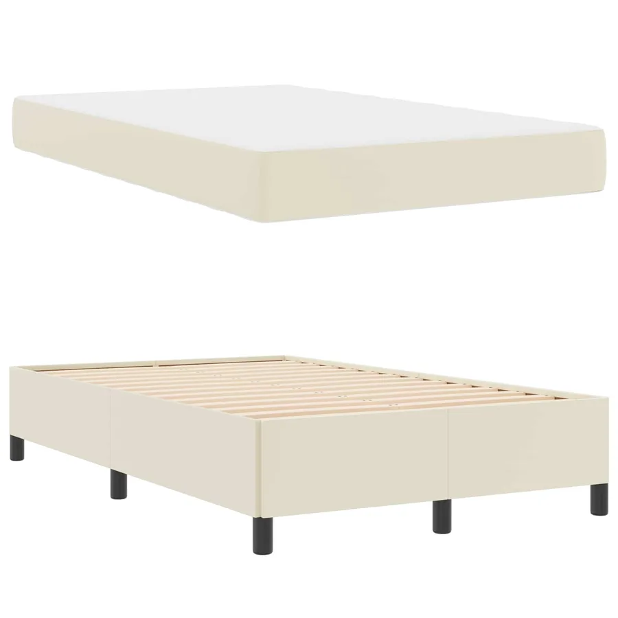 Cadre de lit avec matelas Crème 120 x 200 cm tissu - 5